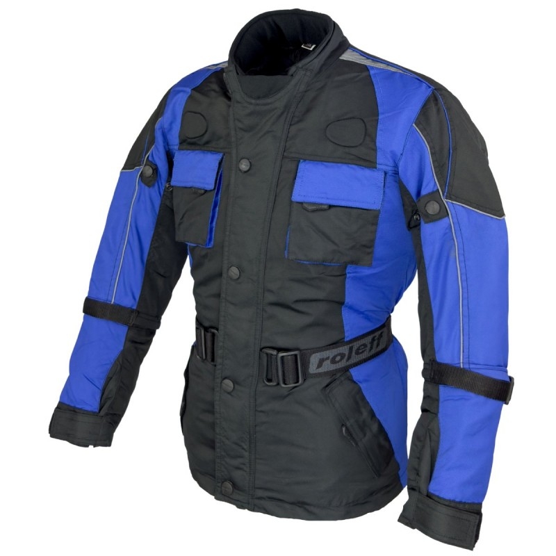 Chaqueta de moto para niño Roleff Taslan negro y azul