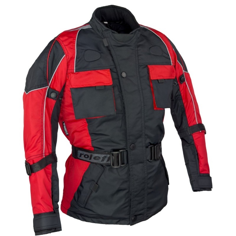 Chaqueta de moto infantil Roleff Taslan negra-roja