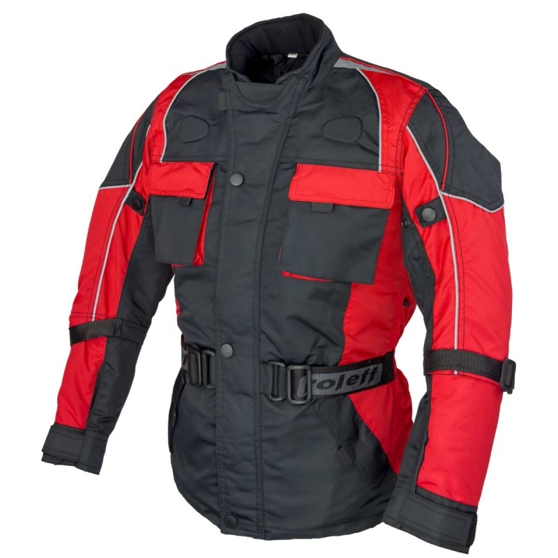 Chaqueta de moto infantil Roleff Taslan negra-roja