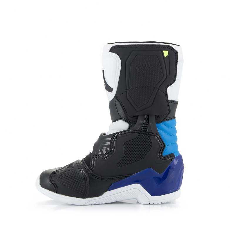 Botas de moto para niños Alpinestars Tech 3S en blanco, negro y azul