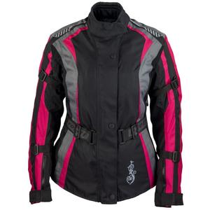 Chaqueta de moto para mujer Roleff Estretta negro-rosa-gris