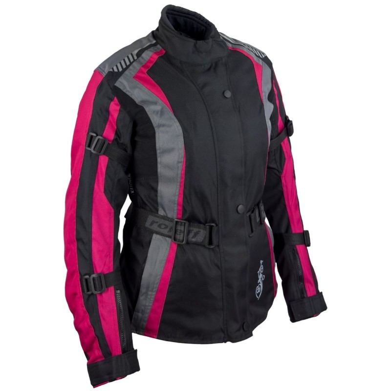 Chaqueta de moto para mujer Roleff Estretta negro-rosa-gris