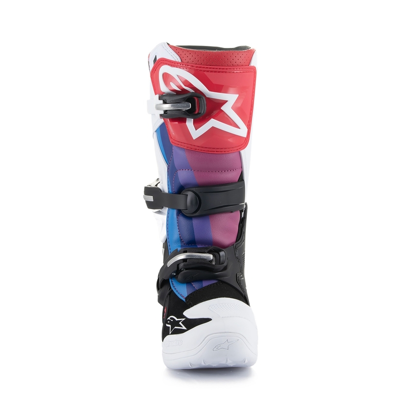 Botas de motocross para niños Alpinestars Tech 7 S (blanco, negro, rojo, azul y morado)