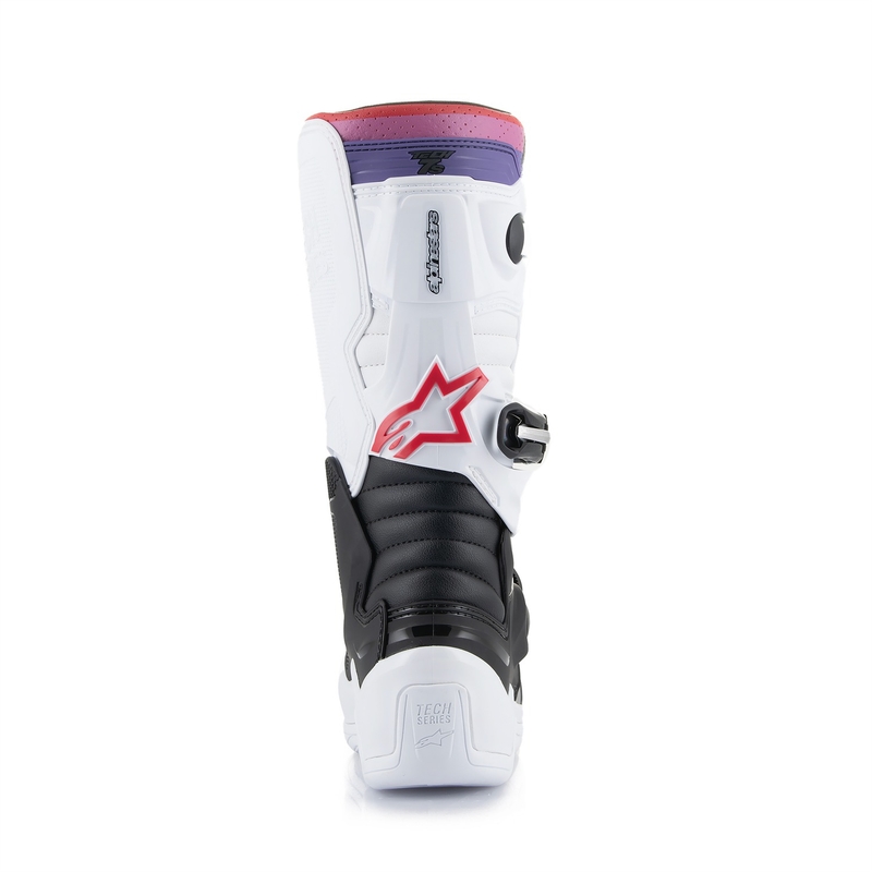 Botas de motocross para niños Alpinestars Tech 7 S (blanco, negro, rojo, azul y morado)
