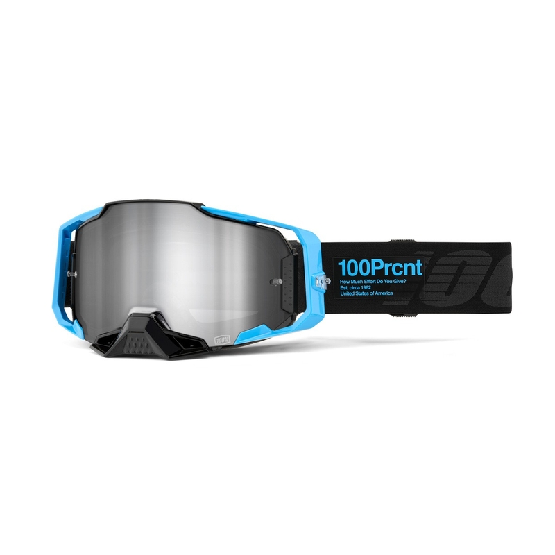 Gafas de motocross 100% ARMEGA Barely 2 azul-negro (plexi plateado espejado)