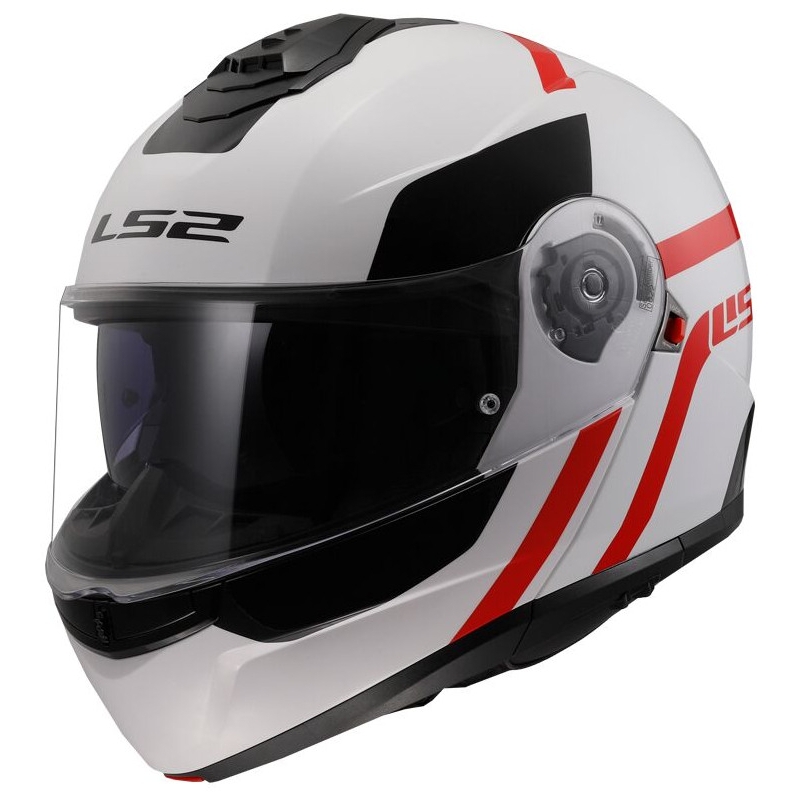 Casco abatible LS2 FF908 Strobe II Autox blanco-rojo