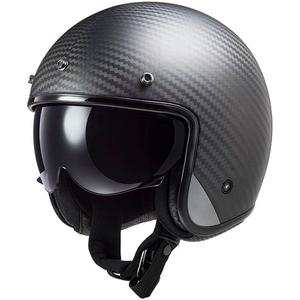 Casco de moto abierto LS2 OF601 Bob II Carbon Solid negro mate