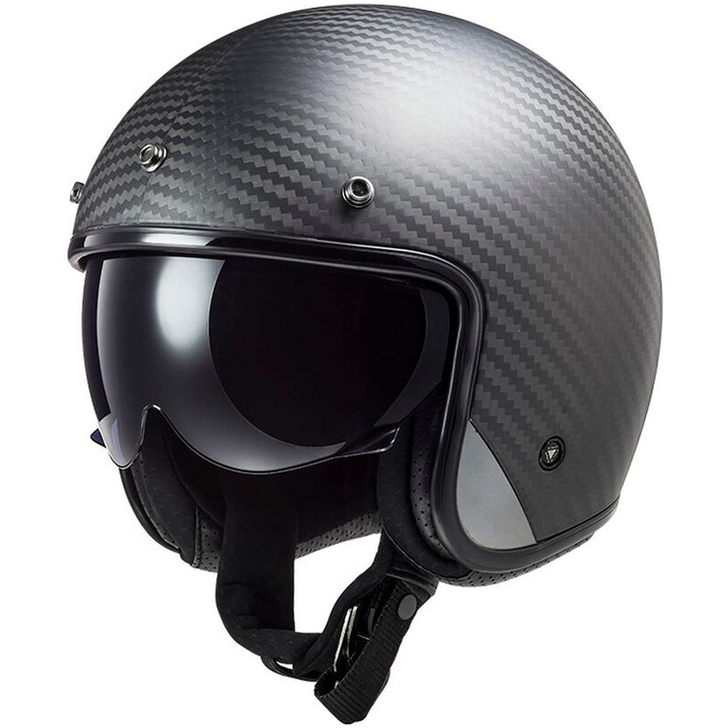 Casco de moto abierto LS2 OF601 Bob II Carbon Solid negro mate