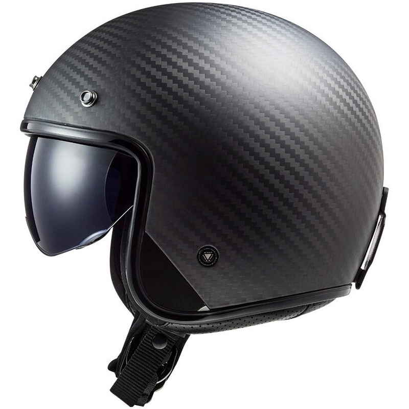 Casco de moto abierto LS2 OF601 Bob II Carbon Solid negro mate