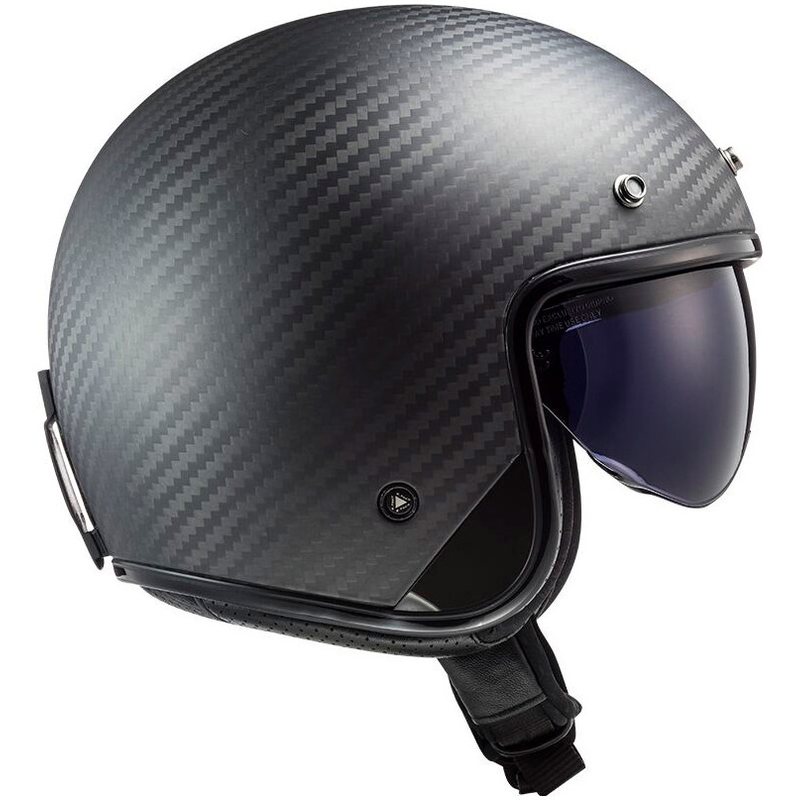 Casco de moto abierto LS2 OF601 Bob II Carbon Solid negro mate