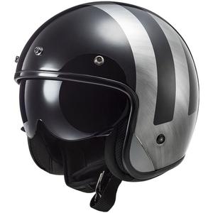 Casco de moto jet LS2 OF601 Bob II Lines jeans negro brillante