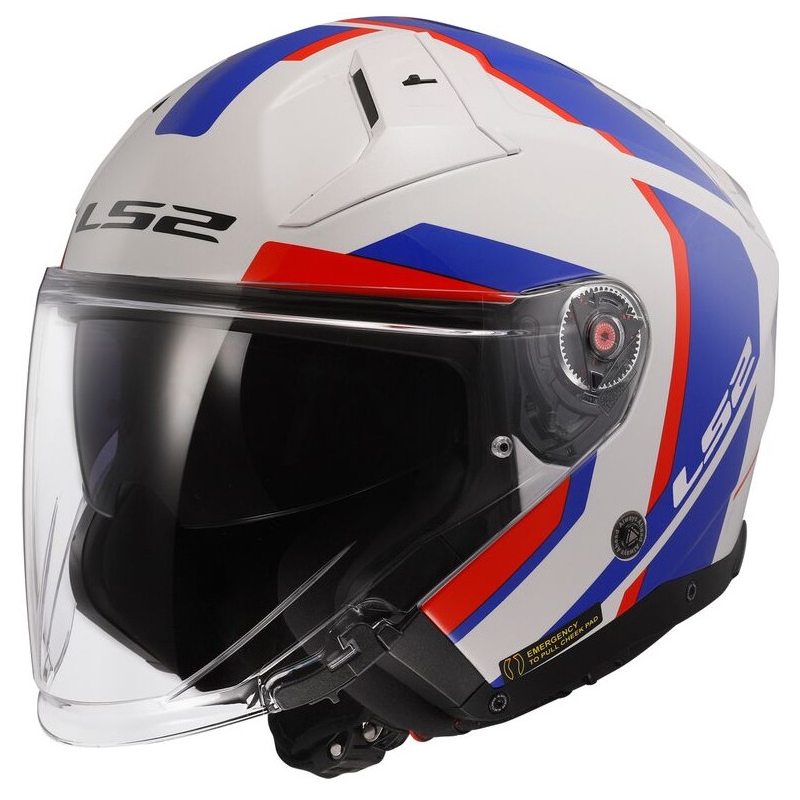 Casco de moto abierto LS2 OF603 Infinity II Focus blanco-azul-rojo