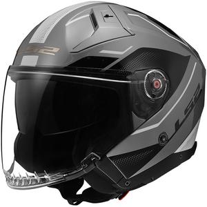 Casco de moto abierto LS2 OF603 Infinity II Veyron gris y blanco