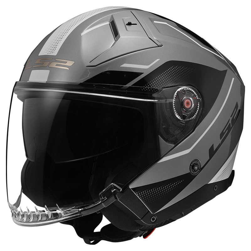 Casco de moto abierto LS2 OF603 Infinity II Veyron gris y blanco
