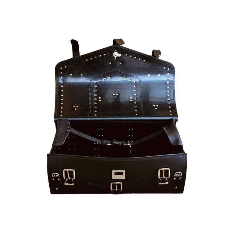 Bolso de piel con cerradura RSA K182 negro con remaches 57 l