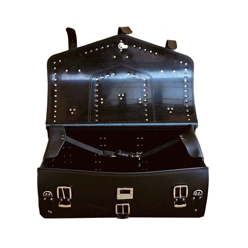 Bolso de piel con cerradura RSA K182 negro con flecos 57 l