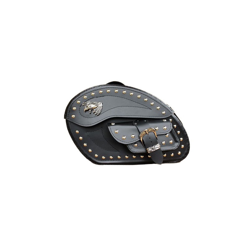 Alforjas de cuero para moto RSA S262 negras con remaches 26 l