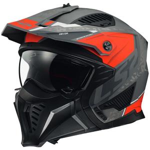 Casco de moto LS2 OF606 Drifter Devor plata-titanio-rojo