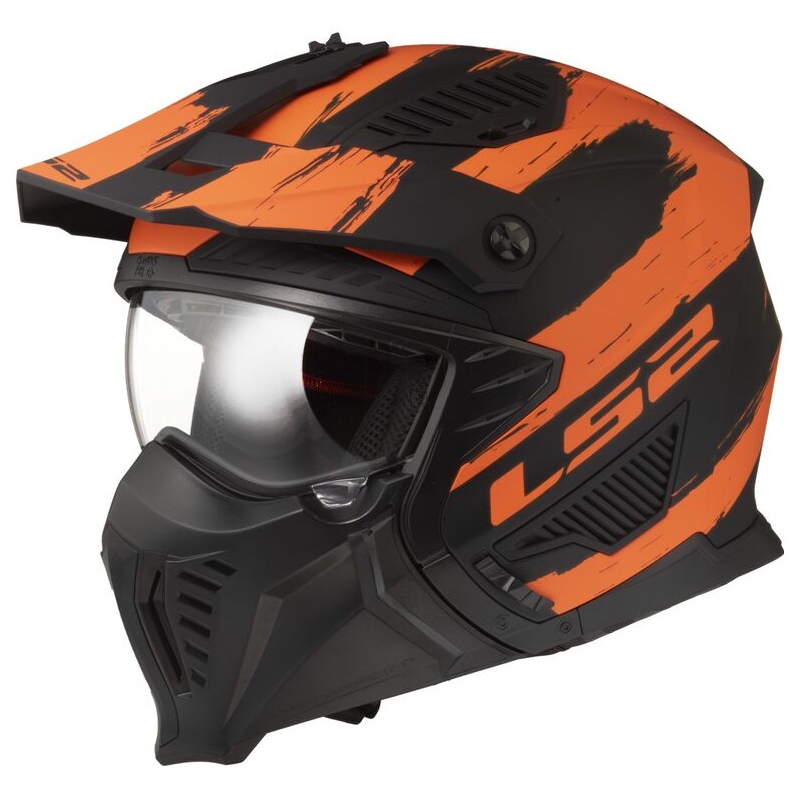 Casco de moto LS2 OF606 Drifter Mud negro-naranja mate