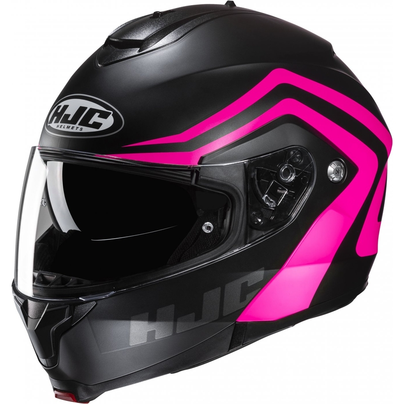 Casco de moto abatible HJC C91N Nepos MC8SF negro-rosa