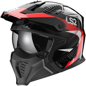 Casco de moto LS2 OF606 Drifter Triality negro-rojo