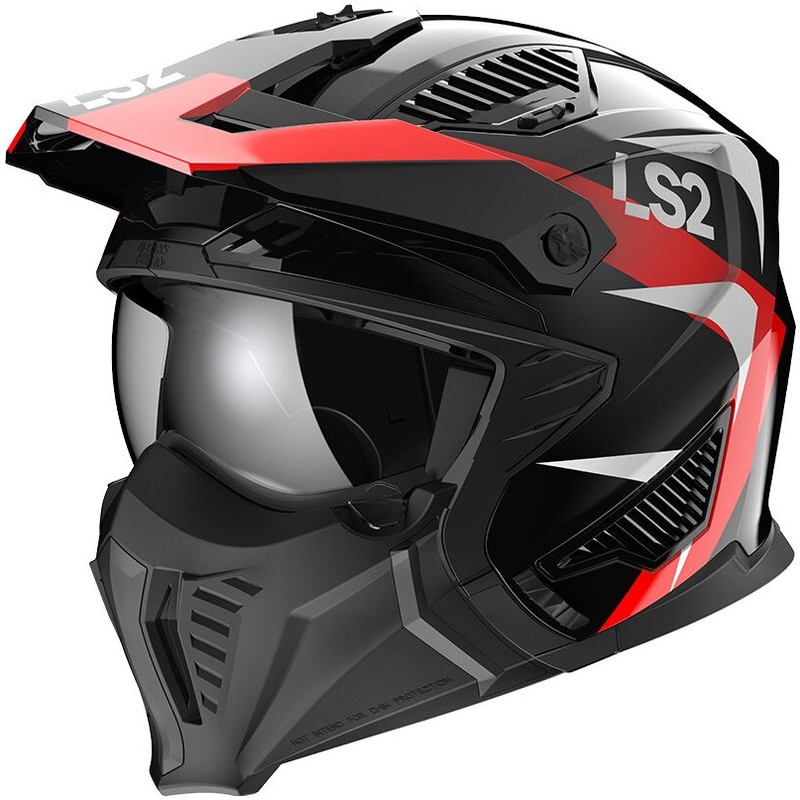 Casco de moto LS2 OF606 Drifter Triality negro-rojo