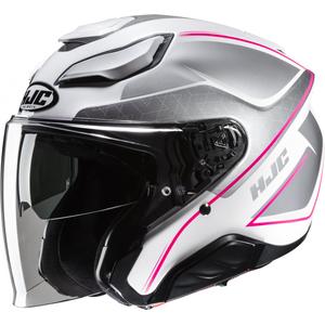 Casco de moto abierto HJC F31 Ludi MC8 blanco-gris-rosa
