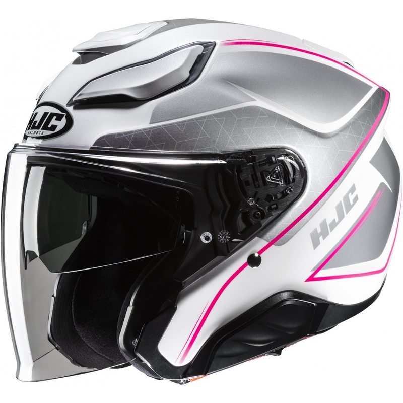 Casco de moto abierto HJC F31 Ludi MC8 blanco-gris-rosa