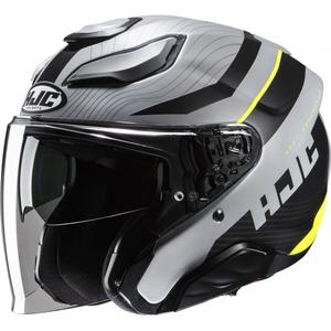 Casco de moto abierto HJC F31 Naby MC3HSF gris-negro-amarillo fluo