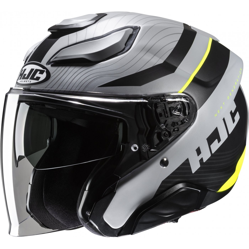 Casco de moto abierto HJC F31 Naby MC3HSF gris-negro-amarillo fluo