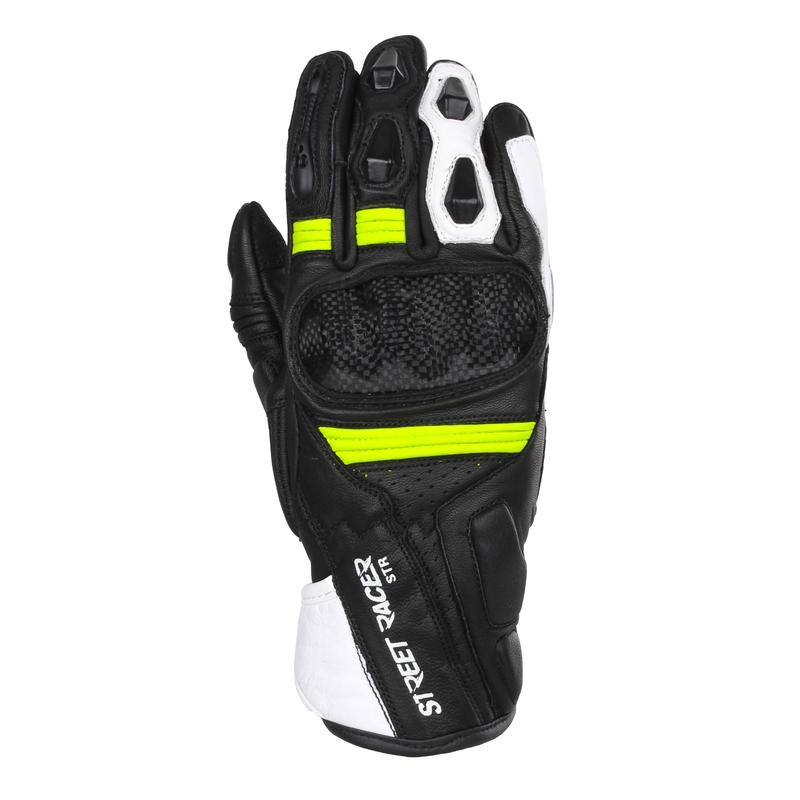 Guantes de moto para mujer Street Racer STR negro-amarillo fluo - calidad II