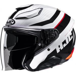 Casco de moto abierto HJC F31 Naby MC1 blanco-negro-rojo