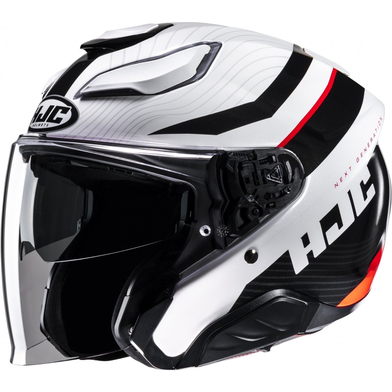 Casco de moto abierto HJC F31 Naby MC1 blanco-negro-rojo
