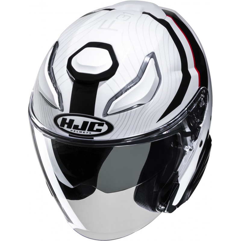 Casco de moto abierto HJC F31 Naby MC1 blanco-negro-rojo