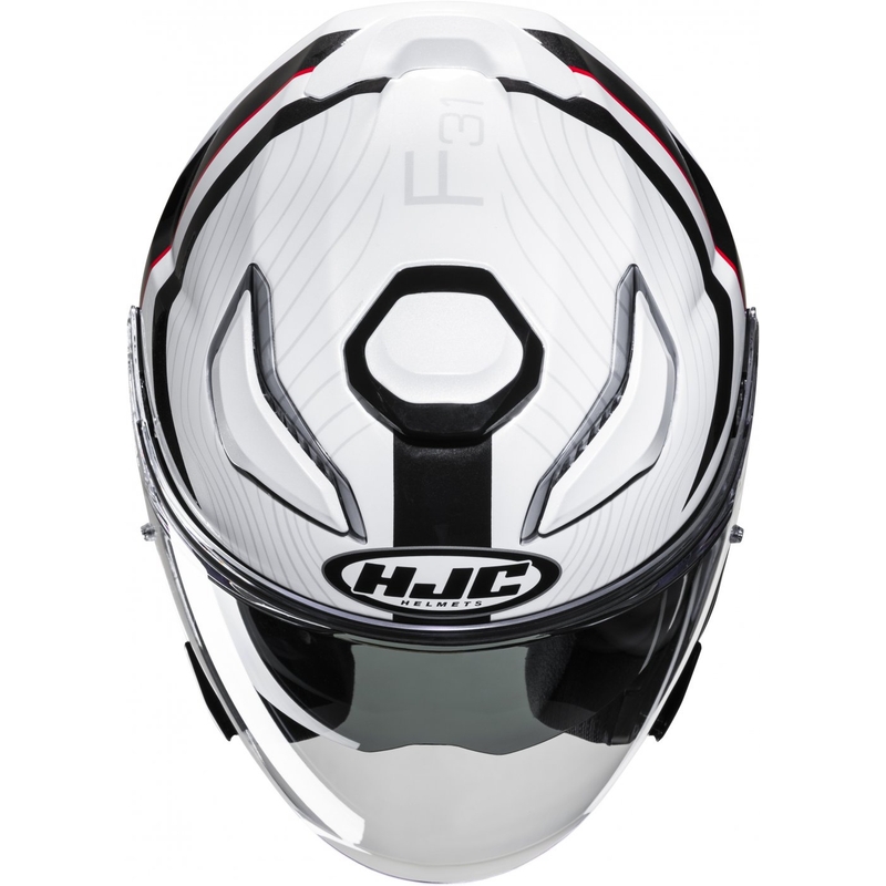 Casco de moto abierto HJC F31 Naby MC1 blanco-negro-rojo
