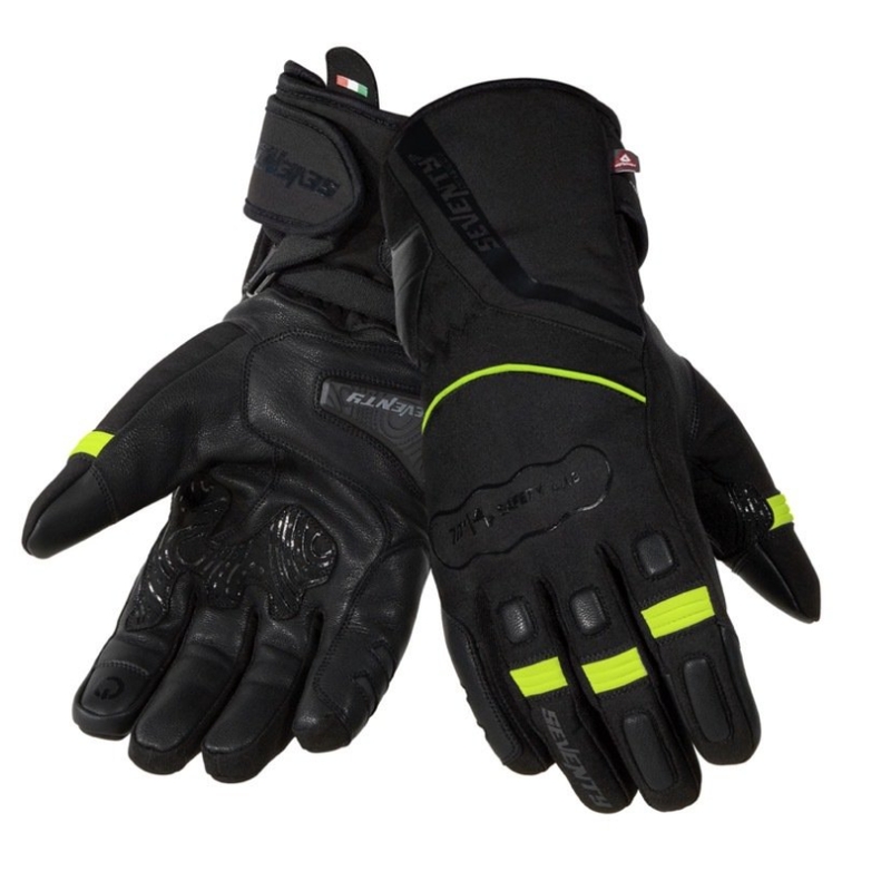 Guantes de moto SETENTA GRADOS SD-T7 negro-amarillo fluo