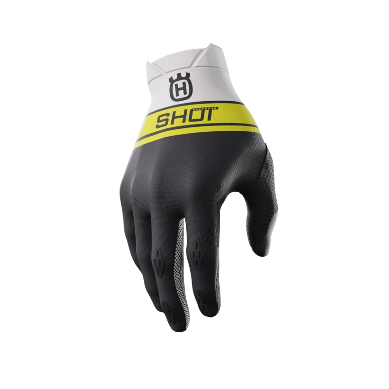 Guantes de motocross Shot Aerolite Husqvarna LE blanco-negro en oferta liquidación