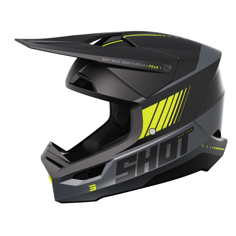 Casco de motocross Shot Furious Peak gris-amarillo fluo mate
