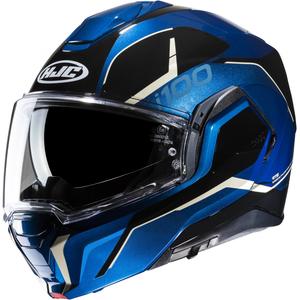 Casco de moto abatible HJC i100 Lorix MC2 negro-blanco-azul