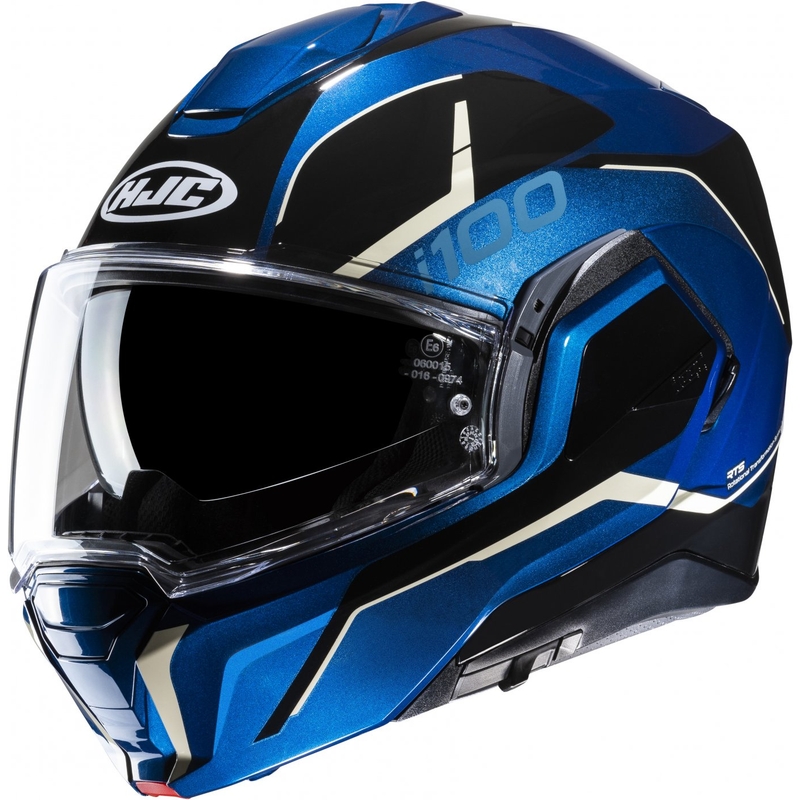 Casco de moto abatible HJC i100 Lorix MC2 negro-blanco-azul