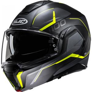 Casco de moto abatible HJC i100 Lorix MC3HSF negro-gris-amarillo