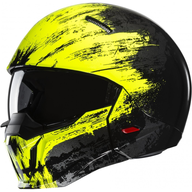 Casco abierto con máscara HJC i20 Furia MC3H negro-amarillo fluo