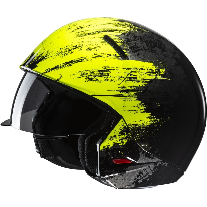 Casco abierto con máscara HJC i20 Furia MC3H negro-amarillo fluo