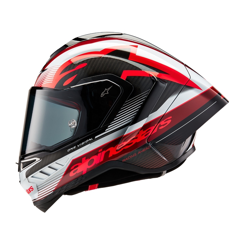 Casco integral de moto Alpinestars Supertech R-10 Team carbono rojo y blanco