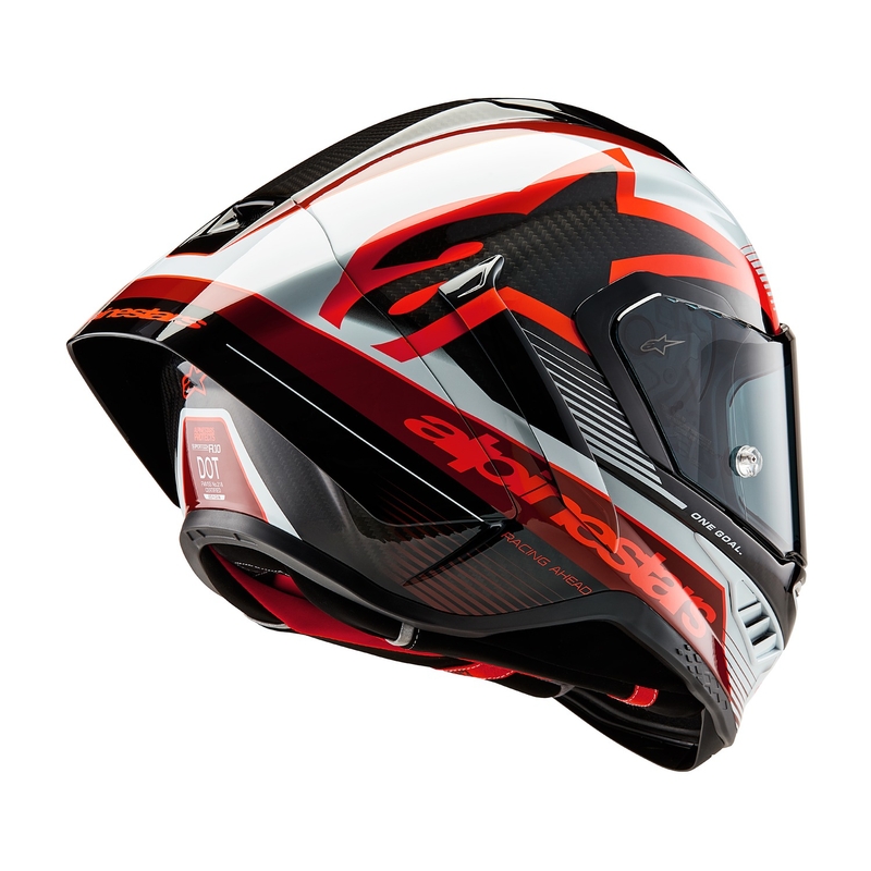 Casco integral de moto Alpinestars Supertech R-10 Team carbono rojo y blanco