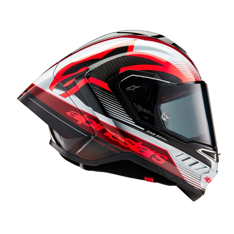 Casco integral de moto Alpinestars Supertech R-10 Team carbono rojo y blanco