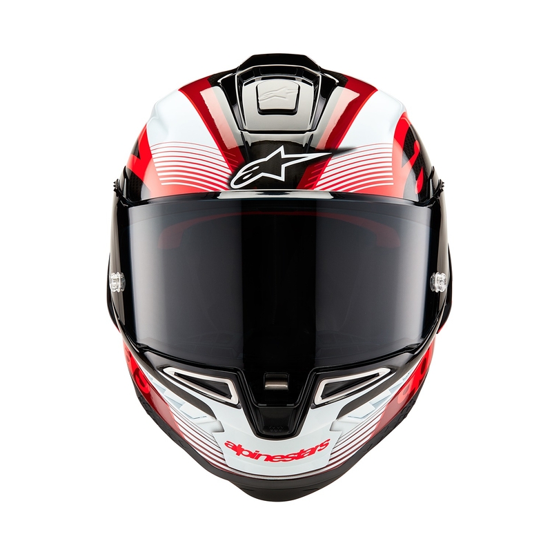 Casco integral de moto Alpinestars Supertech R-10 Team carbono rojo y blanco