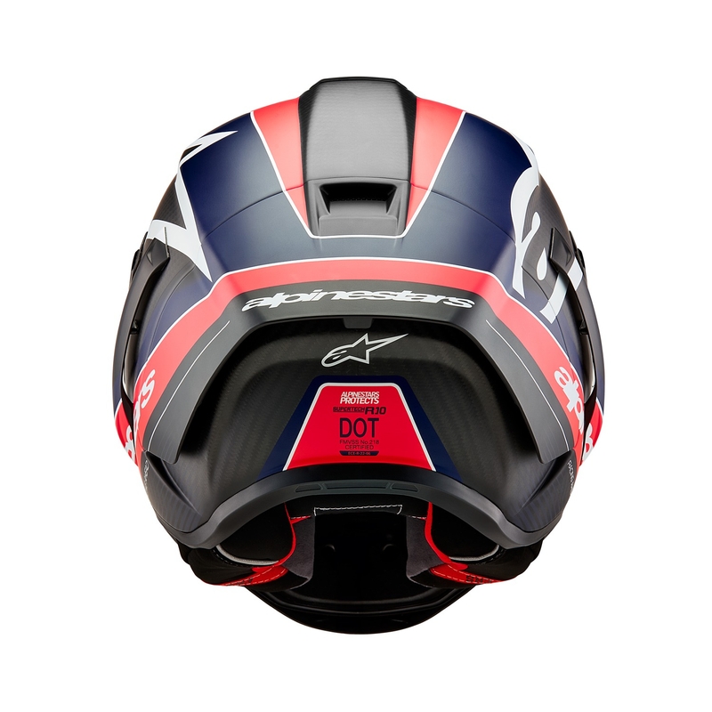 Casco integral de moto Alpinestars Supertech R-10 Team carbono fluo rojo-azul-blanco mate