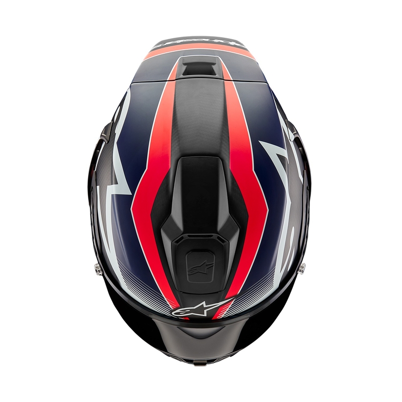 Casco integral de moto Alpinestars Supertech R-10 Team carbono fluo rojo-azul-blanco mate