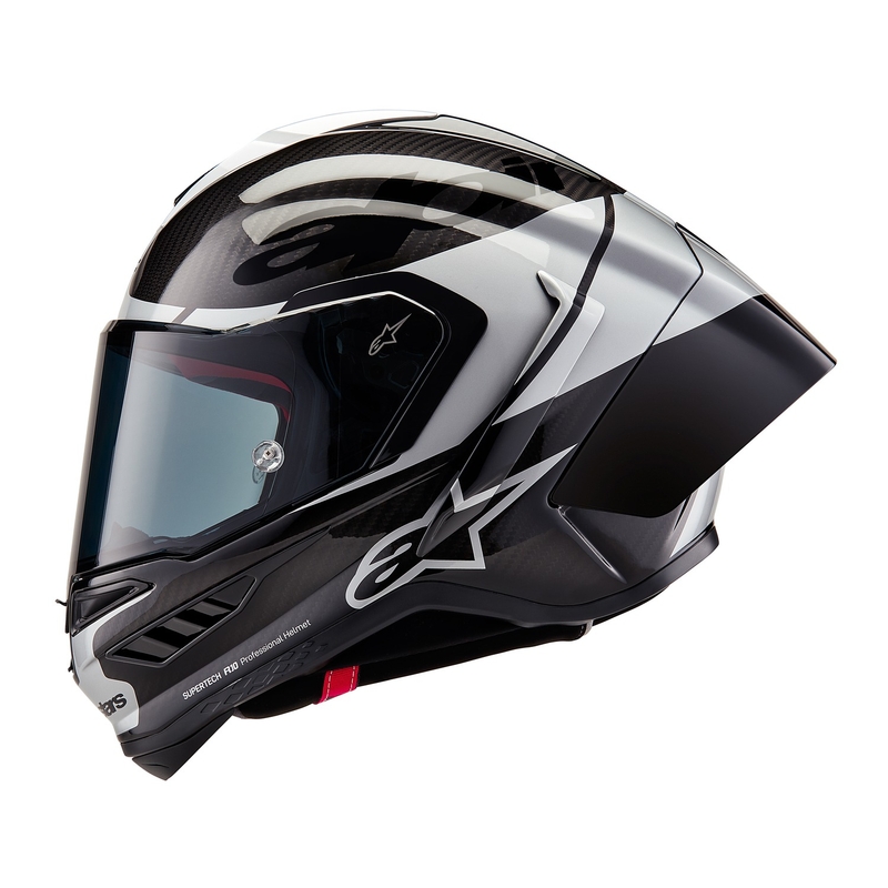 Casco integral de moto Alpinestars Supertech R-10 Element de carbono color plata y negro